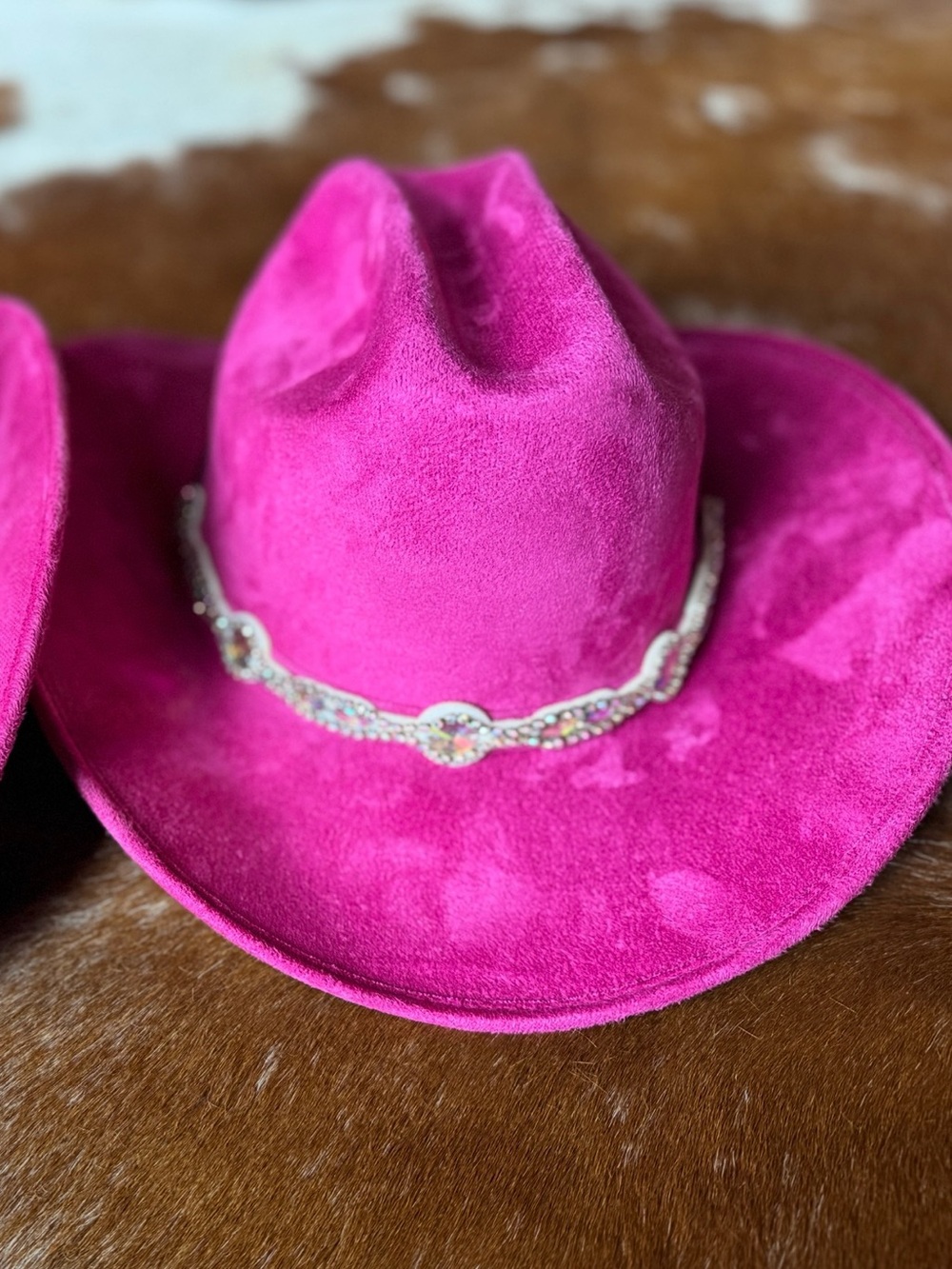 Kids cowboy hat Fuchsia Suede Cowboy Hat with Beaded Band